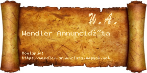 Wendler Annunciáta névjegykártya